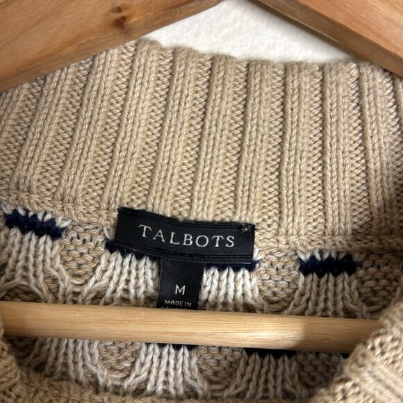 Talbots Textured Stripe Knit Mockneck Sweater Oyster Multi ladies medium - Picture 5 of 10